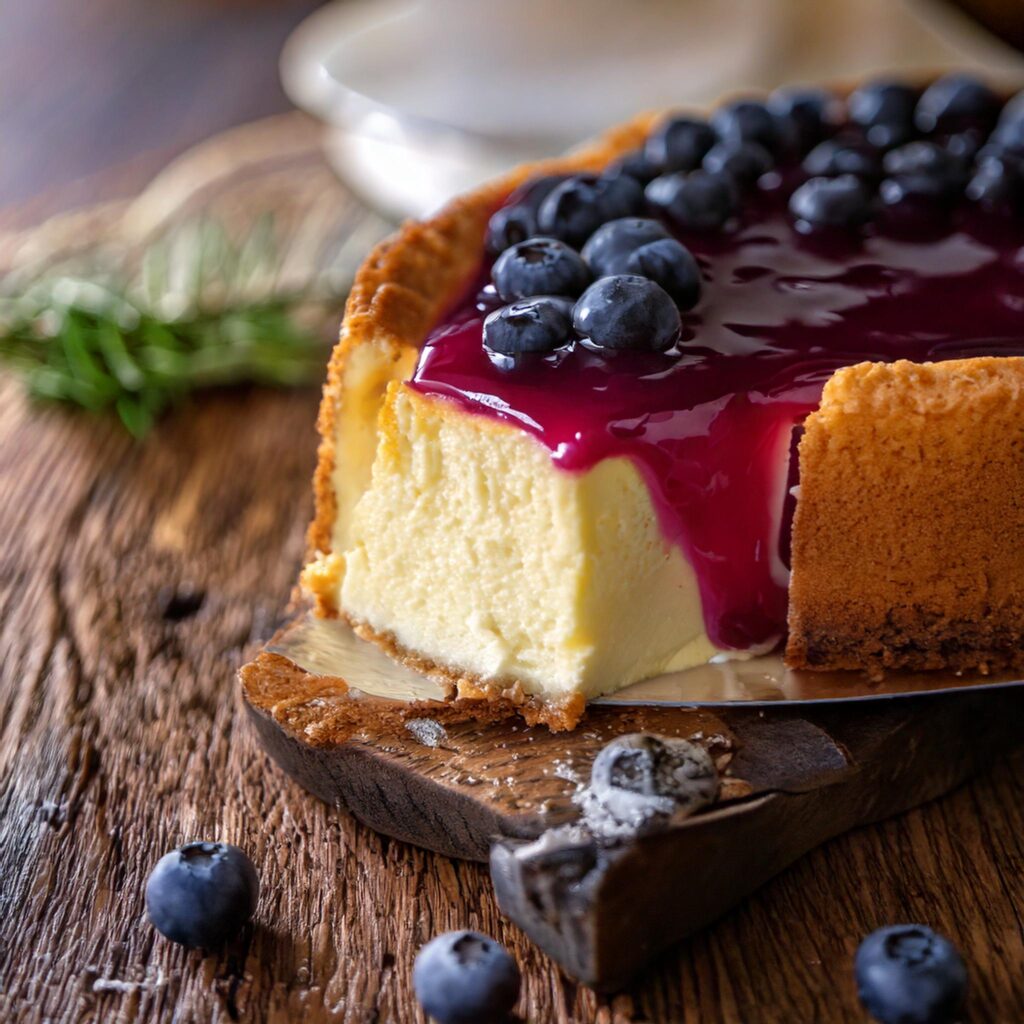 Discover the perfect Philadelphia cream cheese cheesecake recipe, featuring a smooth, creamy filling topped with a vibrant blueberry glaze. A classic dessert that's as beautiful as it is delicious.