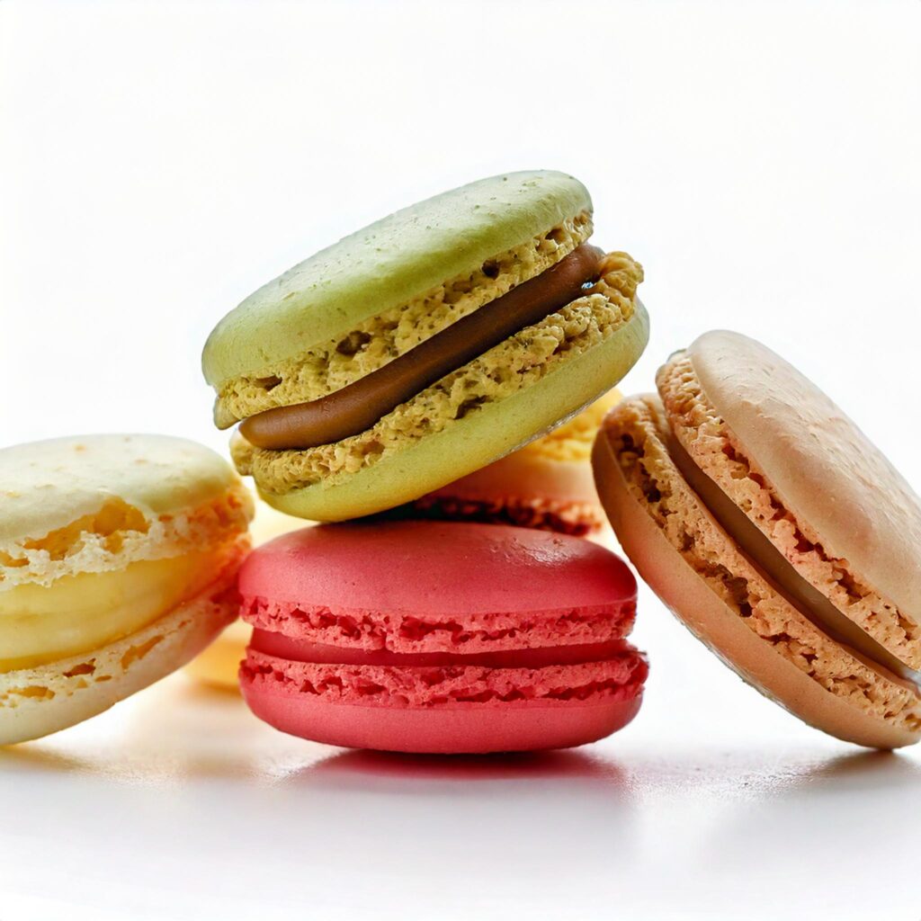 a stack of colorful french macaroons