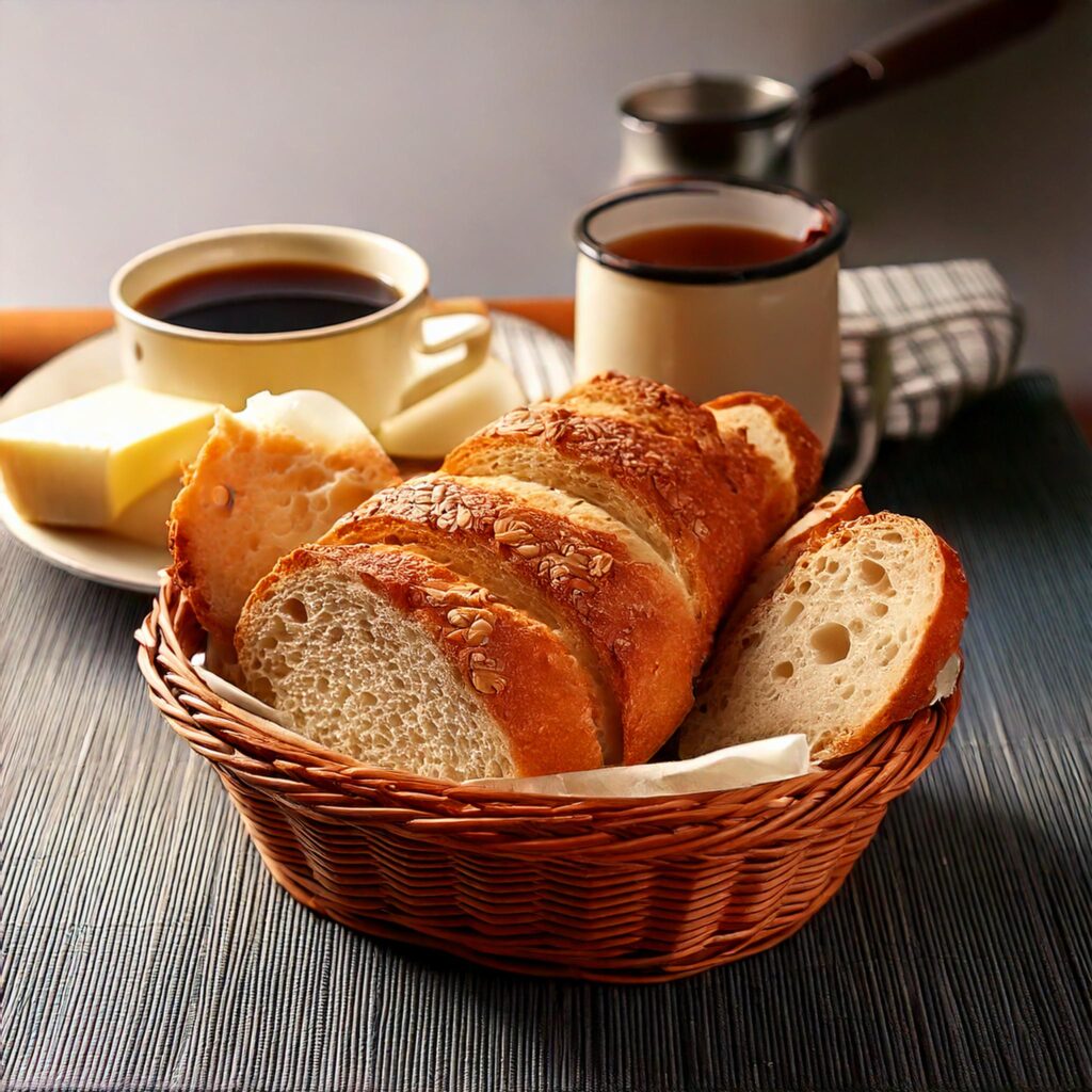 Start your day with Parisian charm—freshly sliced bread, French cheese, and aromatic coffee. Simple pleasures, elegantly served!