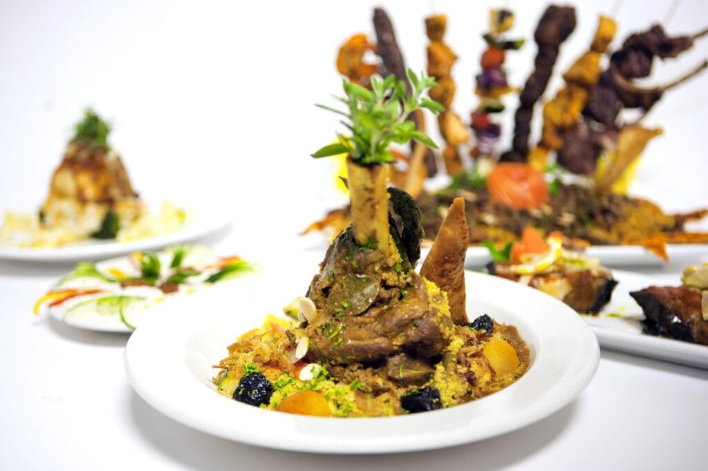 Moroccan lamb tagine served in a traditional clay dish with warming spices